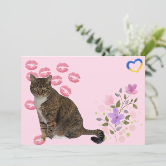 Annie the Cat's Flowers en Kisses Flat Kaart (Staand voorkant)