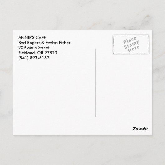 ANNIE'S CAFE BRIEFKAART (Achterkant)