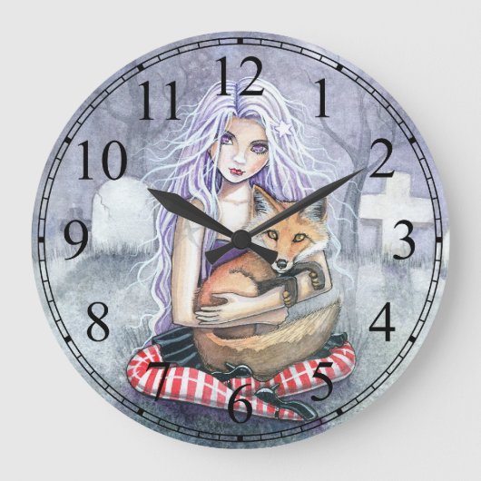 Annie's Fox Fairytale Fantasy Gothic Art Clock Grote Klok (Voorkant)