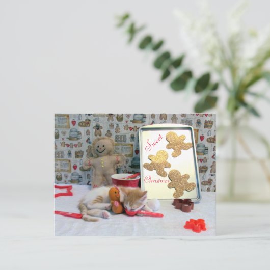 Annie's ontbijtkoek - Kat / Keukenkerst Feestdagenkaart (Staand voorkant)