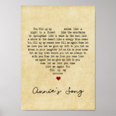 Annie's Song Heart Song Lyric Print (Voorkant)