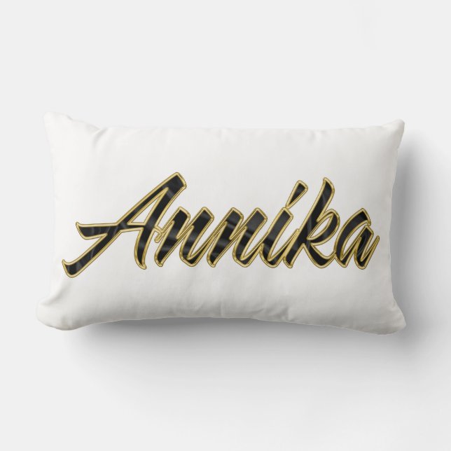 Annika black gold Lettering Kissen Deko Kussen (Voorkant)
