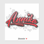 Annika red Heart Graffiti Aufkleber Sticker (Vel)