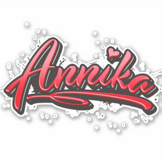 Annika red Heart Graffiti Aufkleber Sticker (Voorkant)