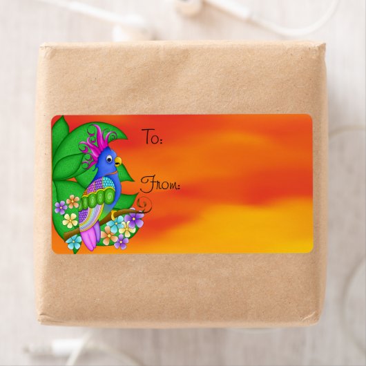 Annika Tropical Bird Gift Label Labels (Insitu)
