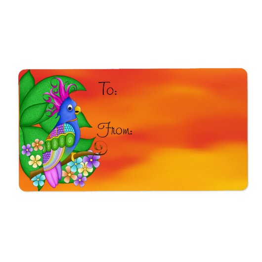 Annika Tropical Bird Gift Label Labels (Voorkant)