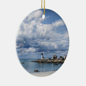 Annisquam Lighthouse, Gloucester MA c1904 Keramisch Ornament (Rechts)
