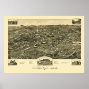 Anniston, AL Panorama Map - 1887 Poster