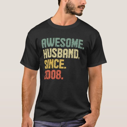 Anniversary Awesome Husband Since 2008 Retro T-shirt (Voorkant)