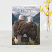 Anniversary Bald Eagles on a Branch Kaart (Gele Bloem)
