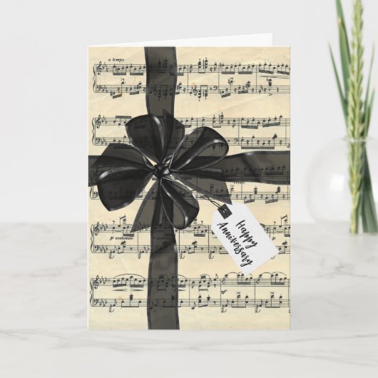 Anniversary Black Bow On Sheet Music  Kaart (Voorkant)