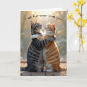 Anniversary Cats Hugging In Sunshine Kaart (Gele Bloem)