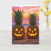 Anniversary Halloween Pineapple Jack-o-lanterns Kaart (Gele Bloem)