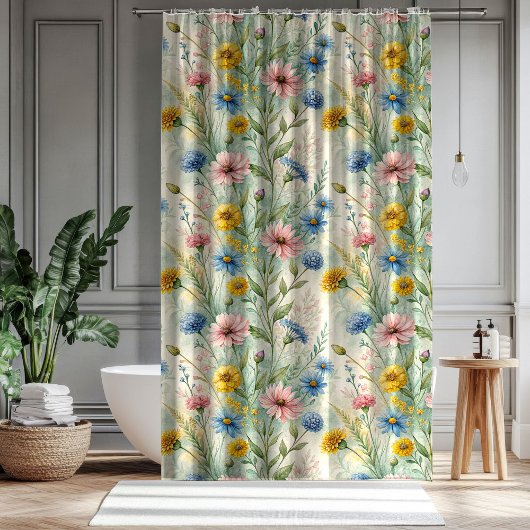 Anniversary Home Gift Pastel Wildflower Curtain Douchegordijn