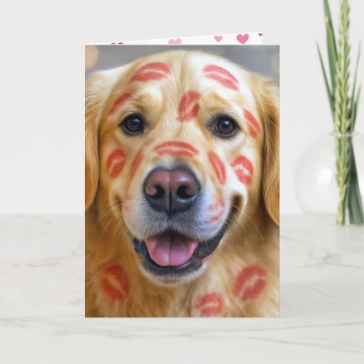 Anniversary Lipstick Kisses On a Golden Retriever Kaart (Voorkant)