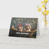 Anniversary of Wedding Cute and Fun Custom Name Kaart (Gele Bloem)