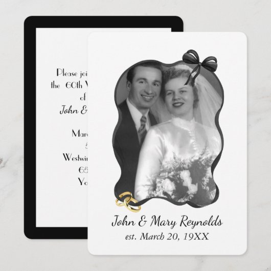 Anniversary Party Bow and Ribbon Frame On White Kaart (Voorkant / Achterkant)