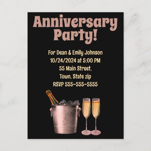Anniversary party invitations uitnodiging briefkaart (Voorkant)