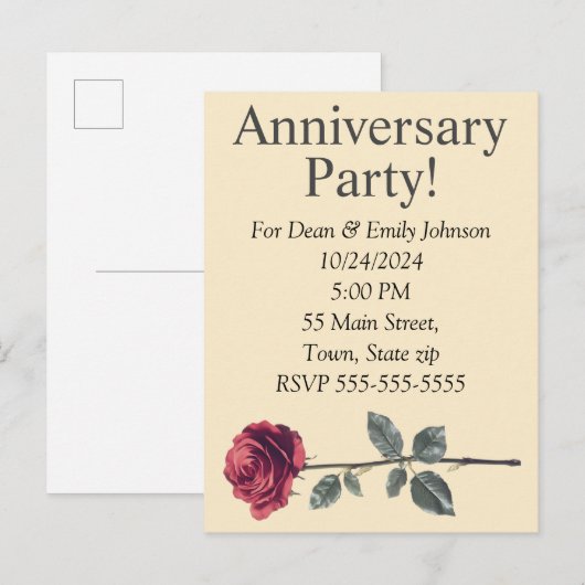 Anniversary party invitations uitnodiging briefkaart (Voorkant / Achterkant)