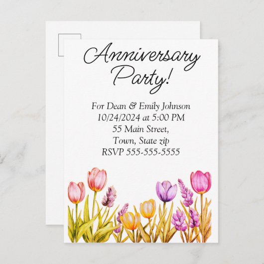 Anniversary party invitations uitnodiging briefkaart (Voorkant / Achterkant)