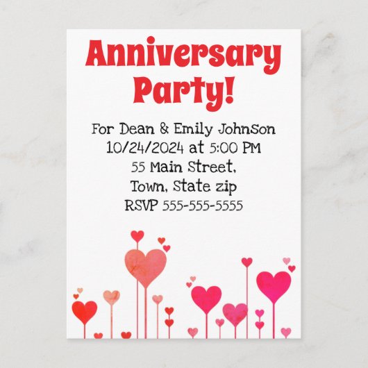 Anniversary party invitations uitnodiging briefkaart (Voorkant)