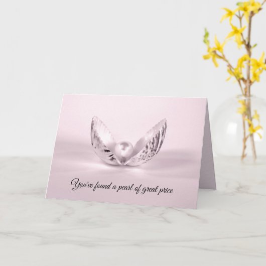 Anniversary Pearl in Seashell Kaart (Gele Bloem)