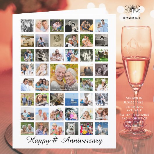 Anniversary Photo Collage 47 Pictures Personalized Kaart