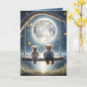 Anniversary Teddy Bears On a Swing Kaart (Gele Bloem)