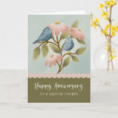 Anniversary to a Special Couple Floral Blue Bird  Kaart (Gele Bloem)