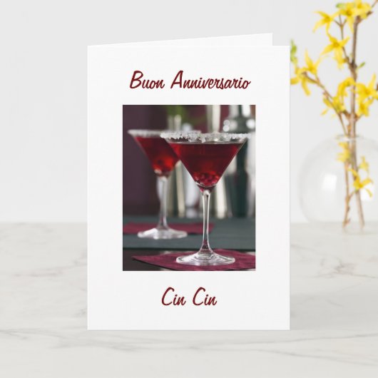 ANNIVERSAY IN ITALIAANSE BUON ANNIVERSARIO KAART (Gele Bloem)