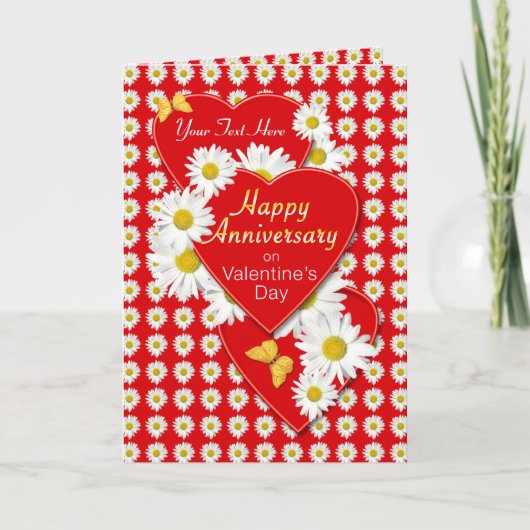 Anniversay op Valentijnsdag Daisies Card Feestdagen Kaart (Voorkant)