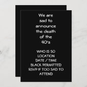 "ANNOUCE DOOD OF 40'S" 50th INVITATION Kaart (Voorkant / Achterkant)