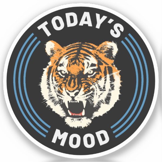 Annoyed Tiger Today's Mood Angry Animal Sticker (Voorkant)