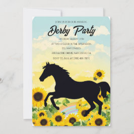 Annual Derby Party Invitation with Sunflowers and  Kaart