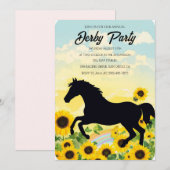 Annual Derby Party Invitation with Sunflowers and Kaart (Voorkant / Achterkant)