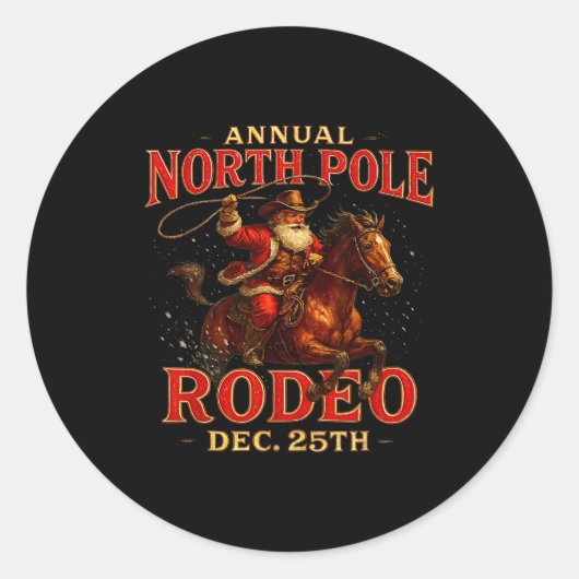 Annual North Le Rodeo Dec 25th Santa Design  Ronde Sticker (Voorkant)