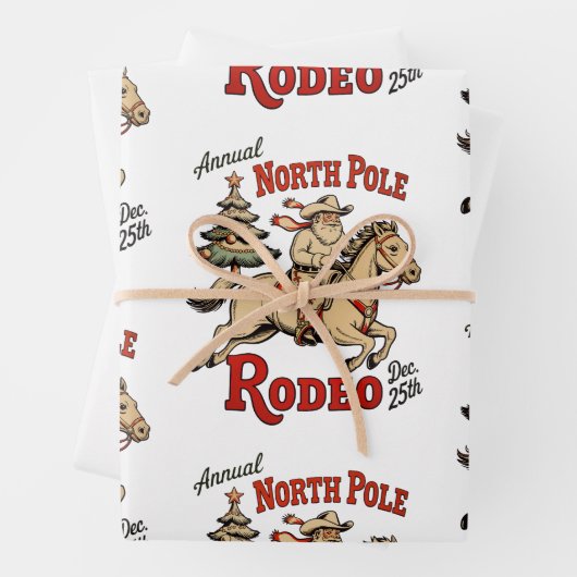 Annual North Pole Rodeo Dec 25th Cowboy Santa West Inpakpapier Vel (In situ)