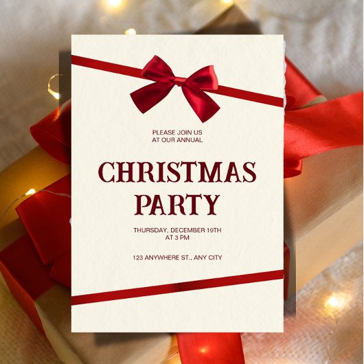 Annual Office Christmas Party Invitation Kaart