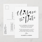 Annuleren van de datum harten trouwdatum uitgestel aankondigingskaart (Voorkant / Achterkant)