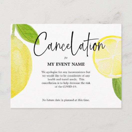 Annulering Briefkaart COVID-19 (Voorkant)