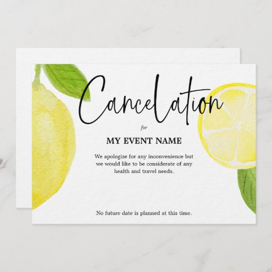 Annulering evenement wegens COVID-19 Kaart (Voorkant / Achterkant)