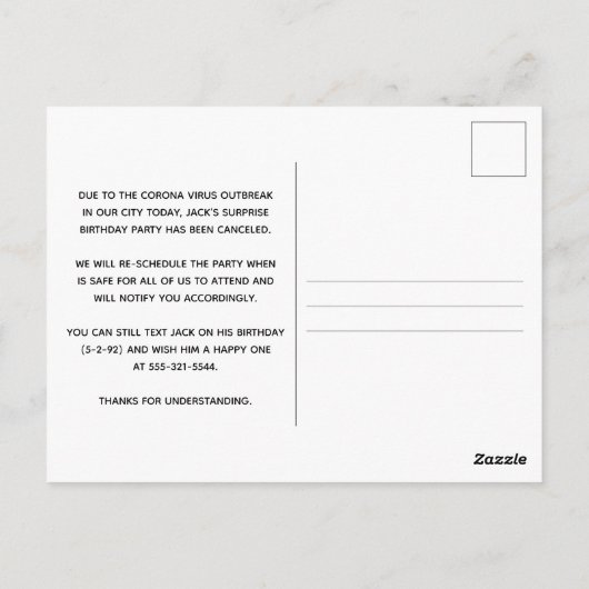 Annulering van Whiskey Label Party Briefkaart (Achterkant)