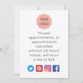 Annulering voor salon of spa kaart (Voorkant)