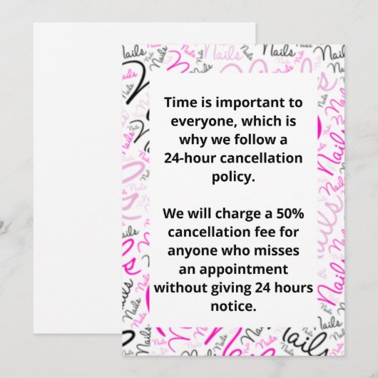 Annuleringsbeleid Kaart (Voorkant / Achterkant)