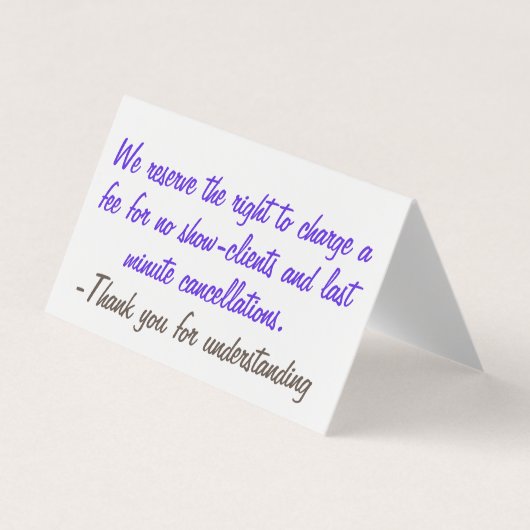 Annuleringsbeleid Visitekaartje (Voorkant)