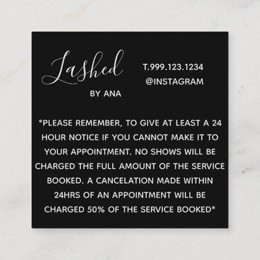 Annuleringskaart voor benoeming vierkante visitekaartje (Achterkant)