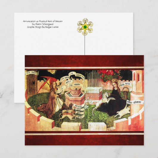 ANNUNCIATIE ALS DE MYSTISCHE HOEVEELHEID UNICORN BRIEFKAART (Voorkant / Achterkant)