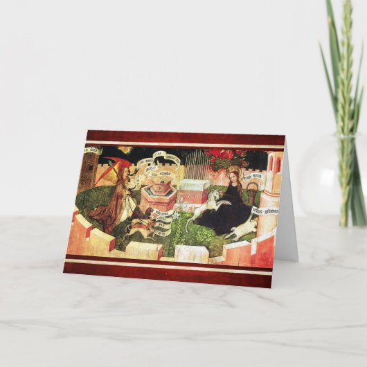 ANNUNCIATIE ALS DE MYSTISCHE HOEVEELHEID UNICORN KAART (Voorkant)