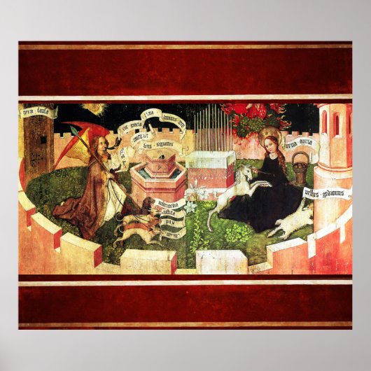 ANNUNCIATIE ALS DE MYSTISCHE HOEVEELHEID UNICORN POSTER (Voorkant)