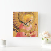 ANNUNCIATIE ANGEL IN GOUD EN PINK VIERKANTE KLOK (Huis)